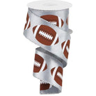 Shop For 2.5" Football Ribbon: Metallic Silver (10 Yards) at Michelle's aDOORable Creations