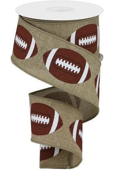 2.5" Football Royal Ribbon: Light Beige (10 Yards) - Michelle's aDOORable Creations - Wired Edge Ribbon