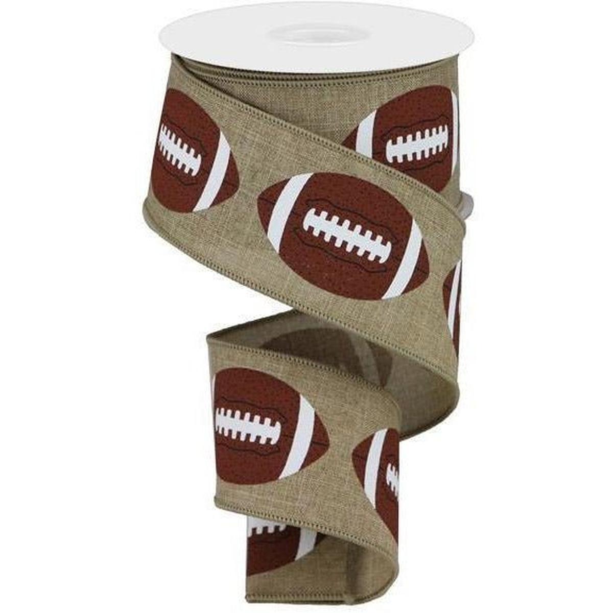 Shop For 2.5" Football Royal Ribbon: Light Beige (10 Yards) at Michelle's aDOORable Creations