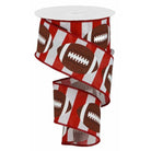 Shop For 2.5" Footballs On Stripe Ribbon: Crimson & White (10 Yards) at Michelle's aDOORable Creations