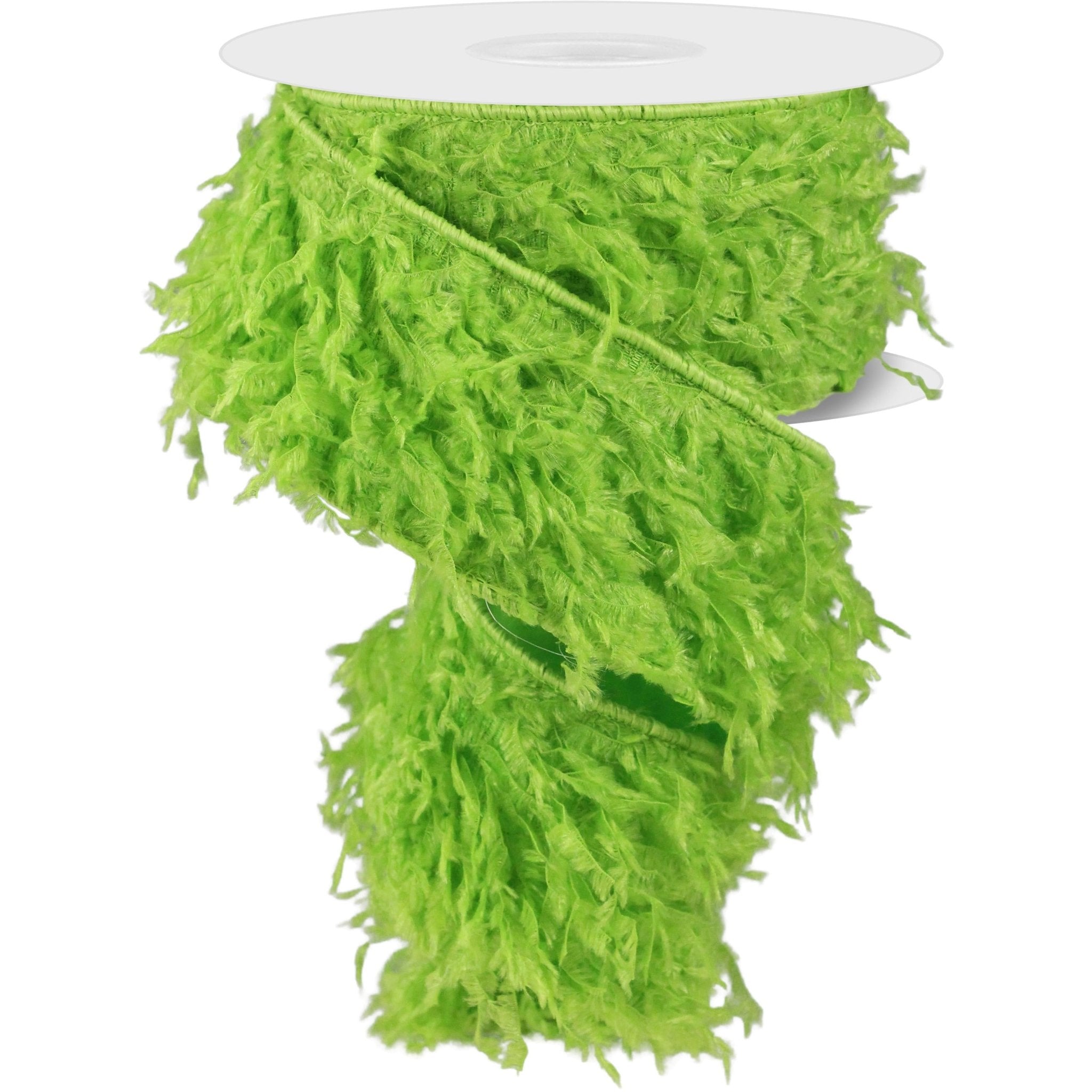 Shop For 2.5" Furry Ribbon: Lime Green (10 Yards) at Michelle's aDOORable Creations