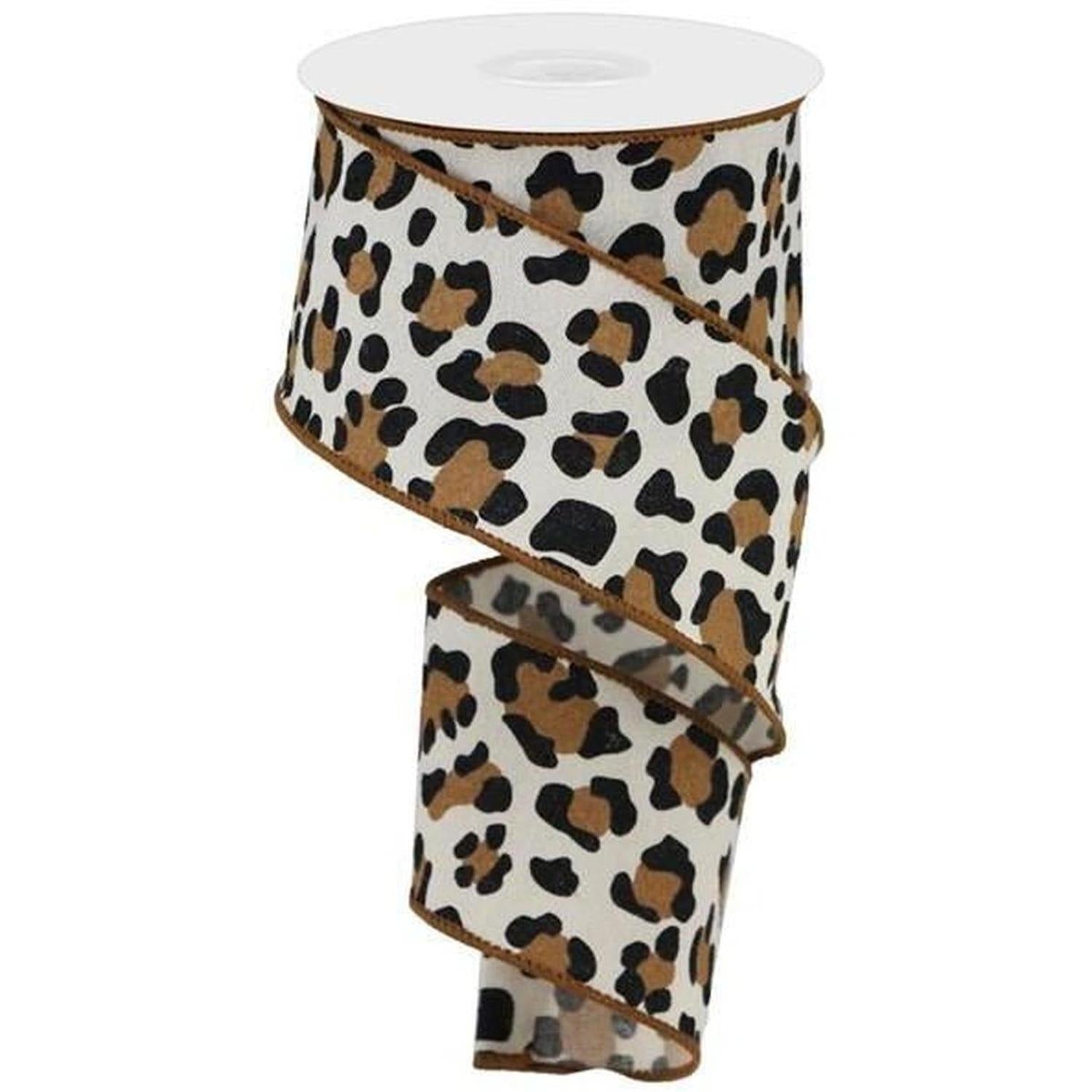 Shop For 2.5" Fuzzy Leopard Print Ribbon: Natural (10 Yards) at Michelle's aDOORable Creations