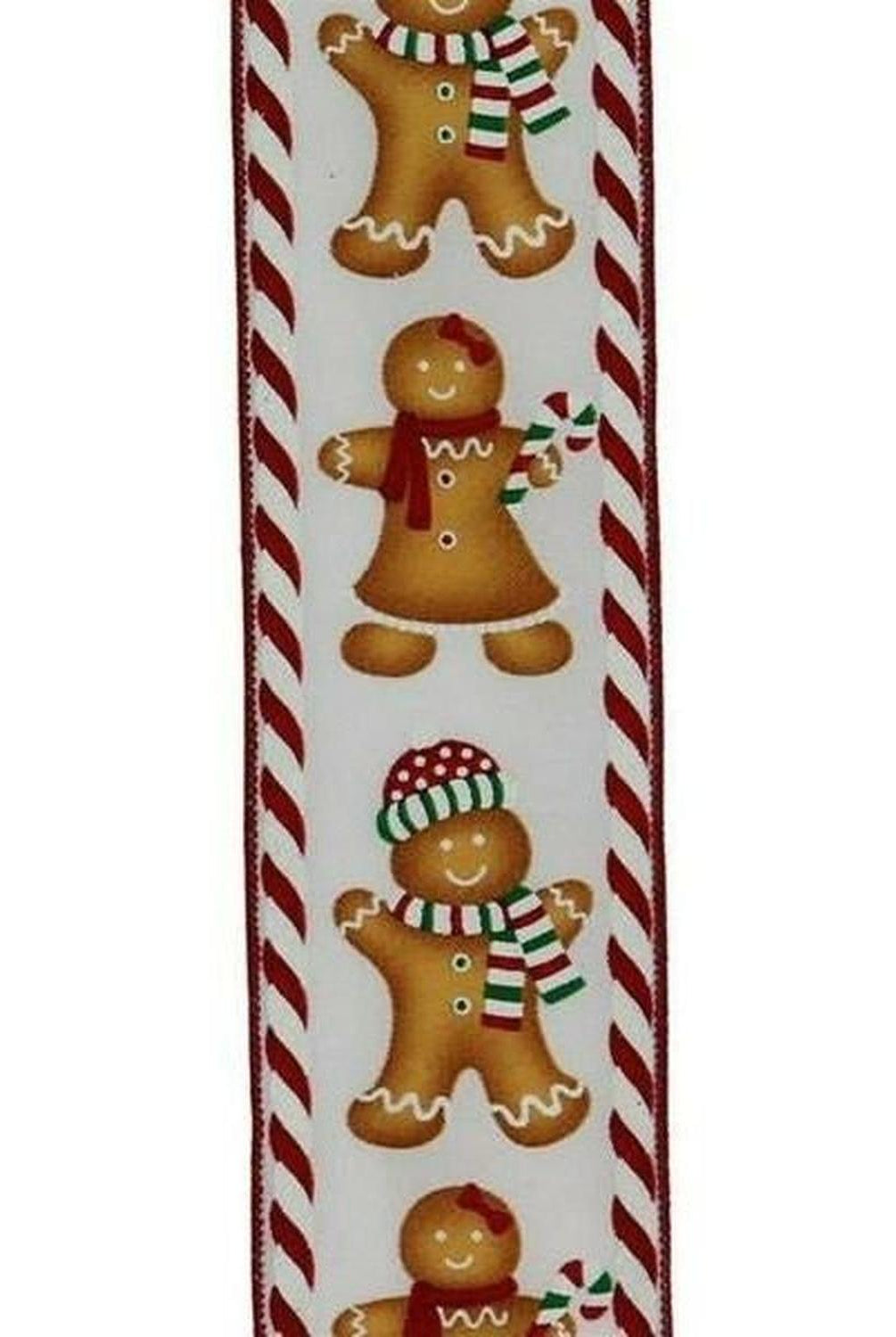 2.5" Gingerbread Boy Girl Ribbon: White (10 Yards)