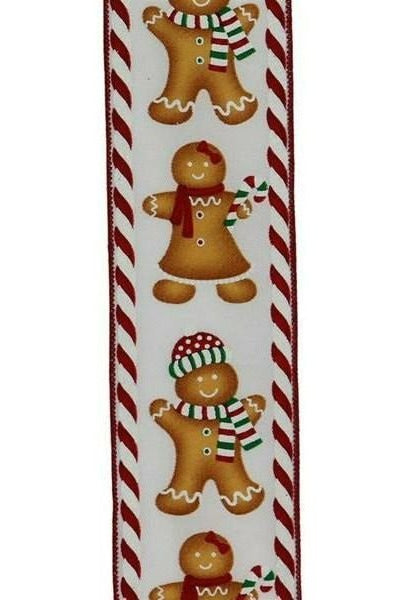 Shop For 2.5" Gingerbread Boy Girl Ribbon: White (10 Yards) at Michelle's aDOORable Creations