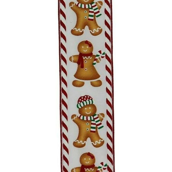 Shop For 2.5" Gingerbread Boy Girl Ribbon: White (10 Yards) at Michelle's aDOORable Creations