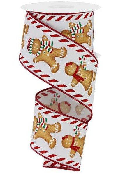 Shop For 2.5" Gingerbread Boy Girl Ribbon: White (10 Yards) at Michelle's aDOORable Creations