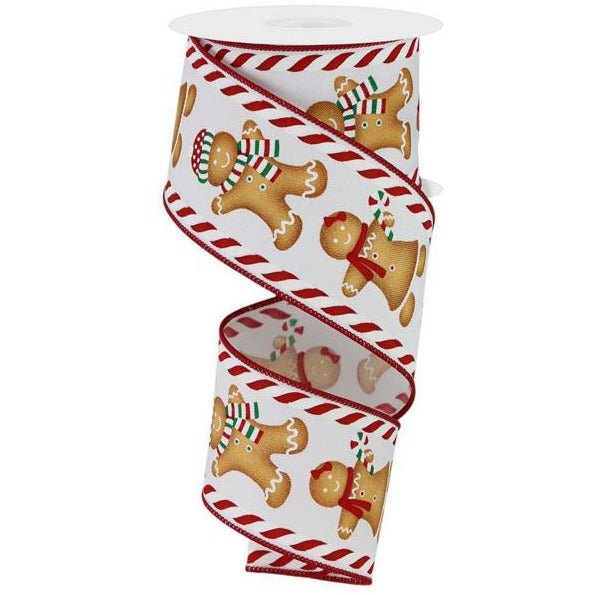 Shop For 2.5" Gingerbread Boy Girl Ribbon: White (10 Yards) at Michelle's aDOORable Creations