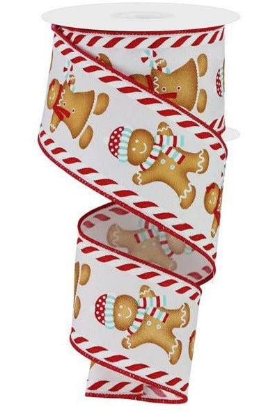 Shop For 2.5" Gingerbread Boy Girl Ribbon: White/Ice Blue (10 Yards) at Michelle's aDOORable Creations