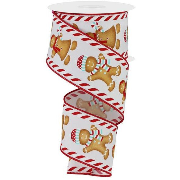 Shop For 2.5" Gingerbread Boy Girl Ribbon: White/Ice Blue (10 Yards) at Michelle's aDOORable Creations