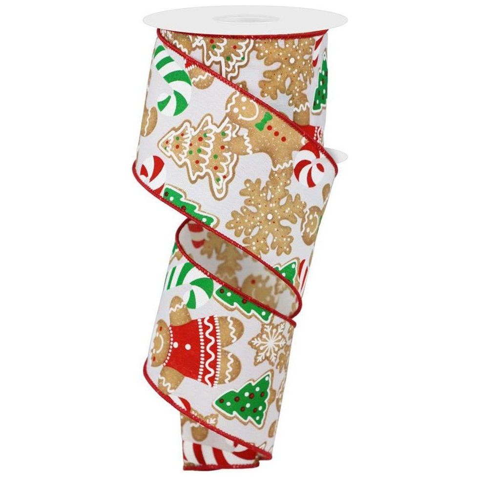 Shop For 2.5" Gingerbread Cookies Ribbon: White (10 Yards) at Michelle's aDOORable Creations
