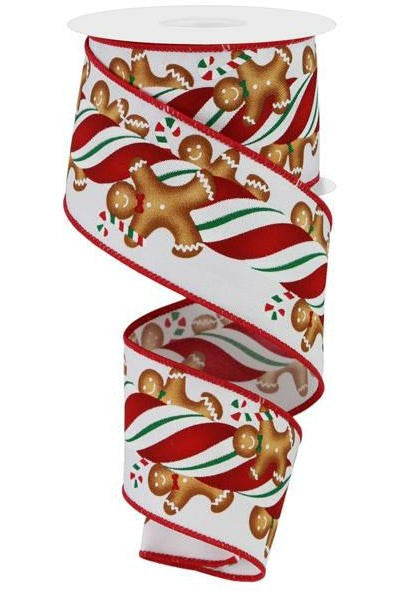 Shop For 2.5" Gingerbread Kids Candy Ribbon: White (10 Yards) at Michelle's aDOORable Creations