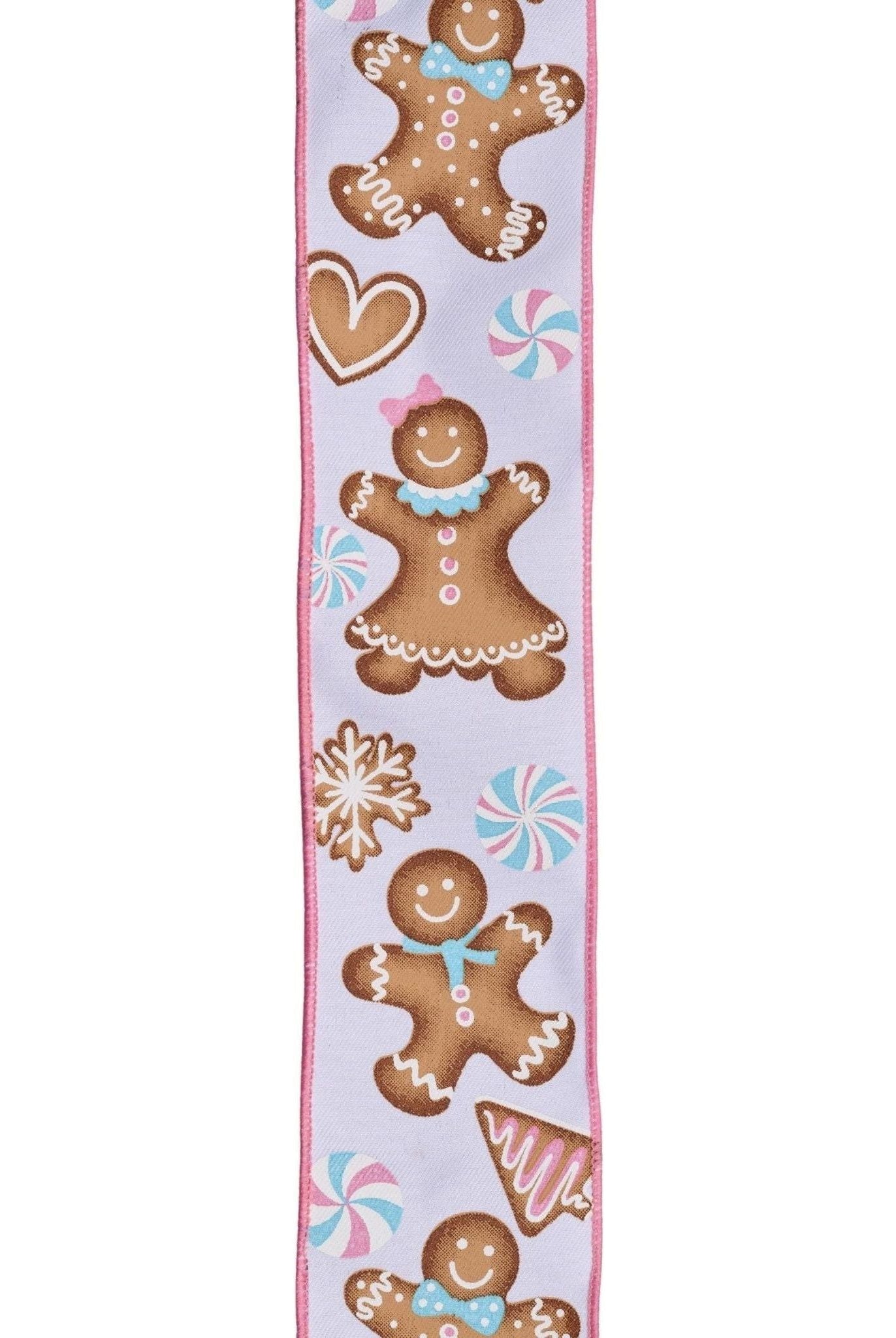 Shop For 2.5" Gingerbread Kids Ribbon: Pink/Blue (10 Yards) at Michelle's aDOORable Creations