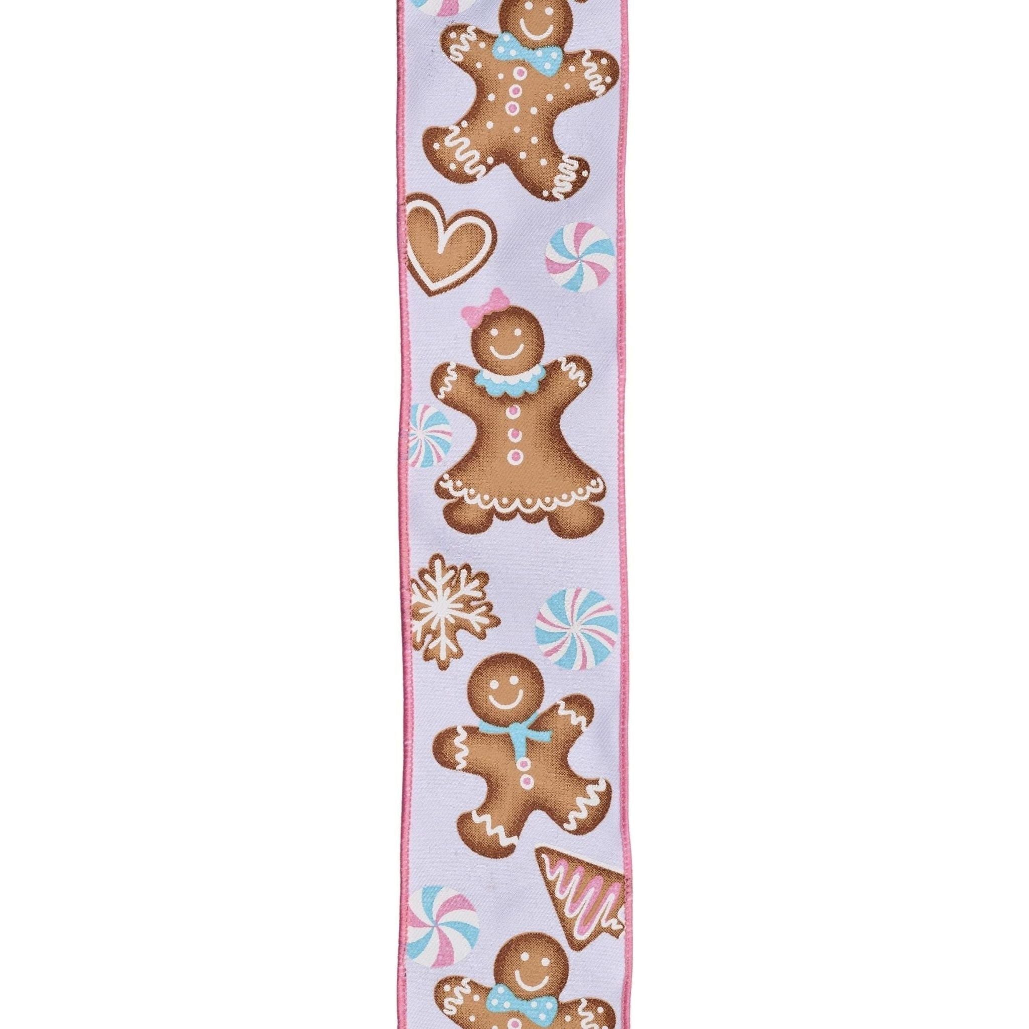 Shop For 2.5" Gingerbread Kids Ribbon: Pink/Blue (10 Yards) at Michelle's aDOORable Creations