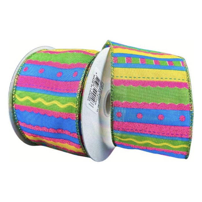 Shop For 2.5" Glitter Fun Satin Stripe Ribbon: Multi (10 Yards) at Michelle's aDOORable Creations