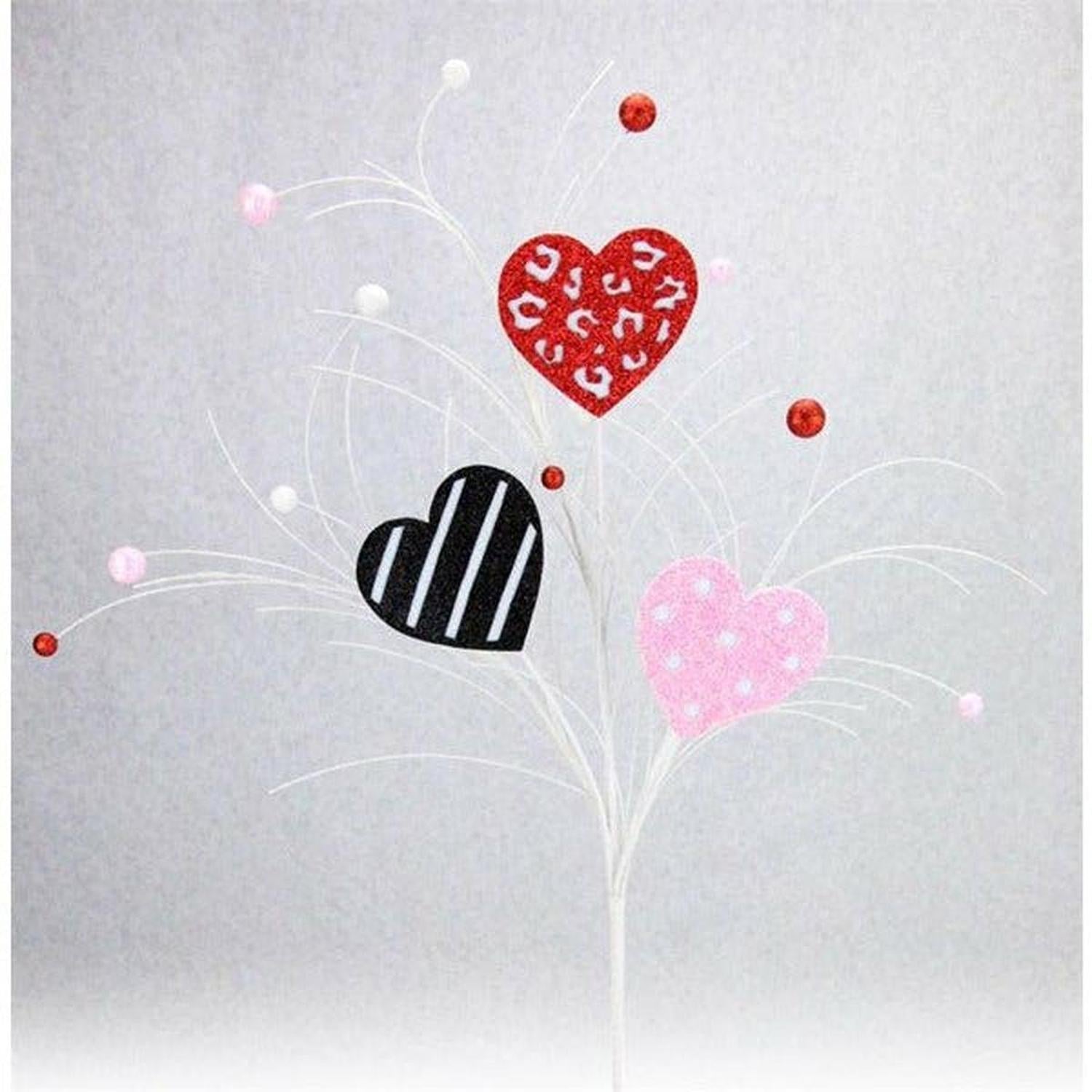 25" Glitter Pattern Hearts Spray