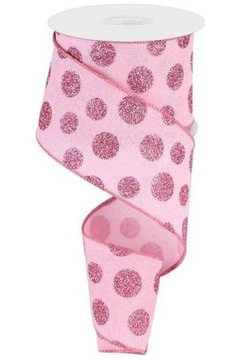 2.5" Glitter Polka Dot Ribbon: Light Pink (10 Yards)