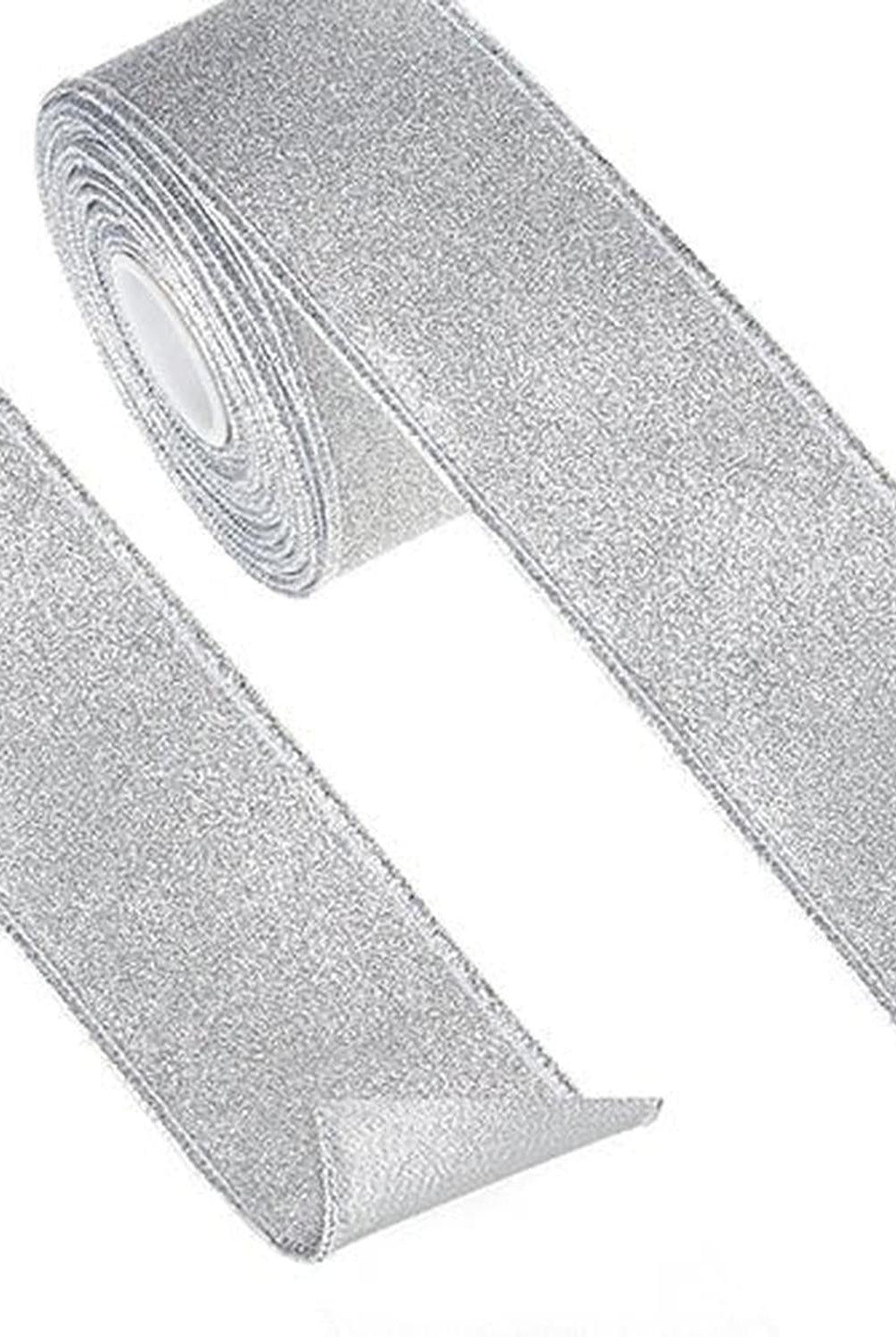 2.5" Glitter Ribbon: Silver (10 Yards)