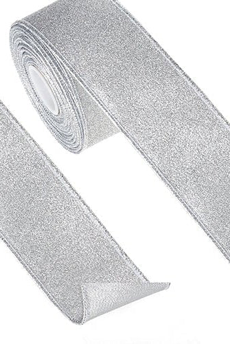 Shop For 2.5" Glitter Ribbon: Silver (10 Yards) at Michelle's aDOORable Creations