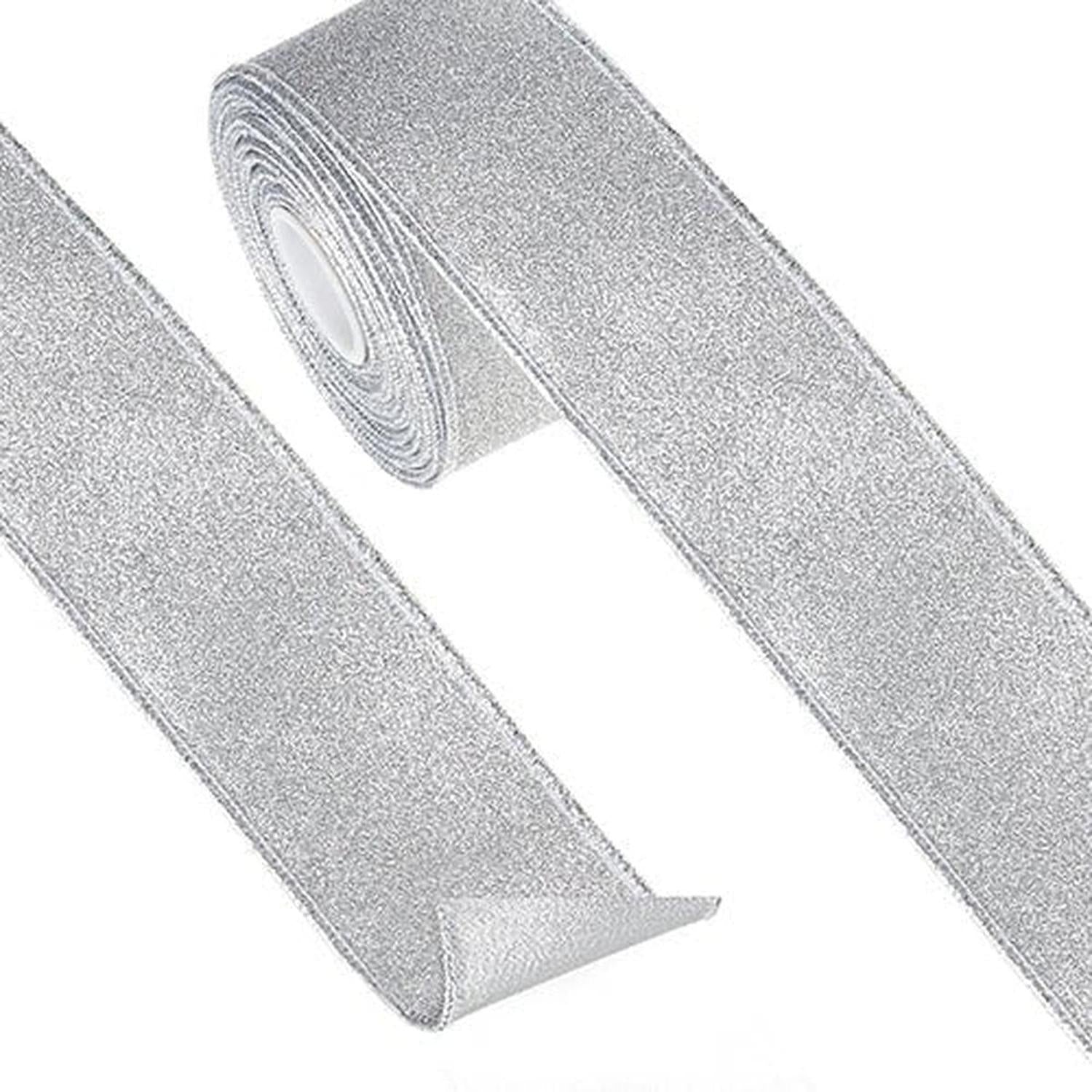 Shop For 2.5" Glitter Ribbon: Silver (10 Yards) at Michelle's aDOORable Creations