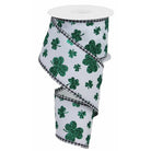 Shop For 2.5" Glitter Shamrocks Gingham Ribbon: White (10 Yards) at Michelle's aDOORable Creations