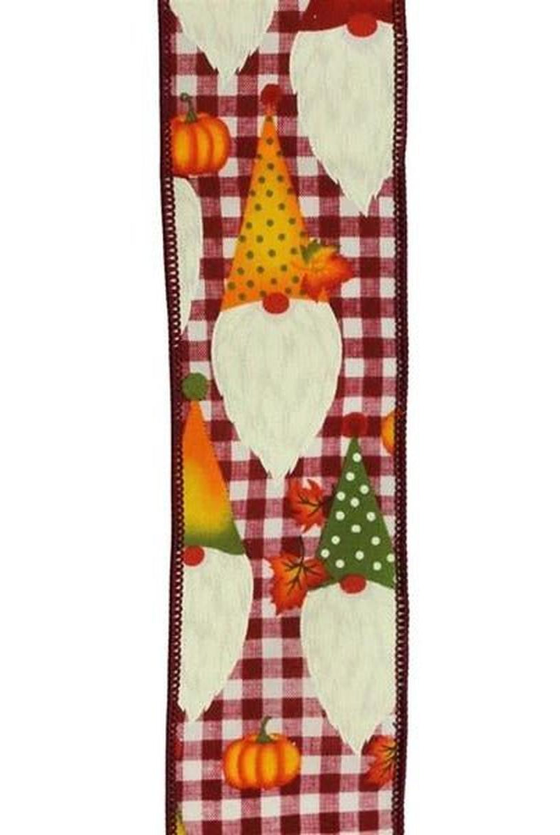 Shop For 2.5" Gnome Pumpkin Check Ribbon: Cream/Burgundy (10 Yards) at Michelle's aDOORable Creations