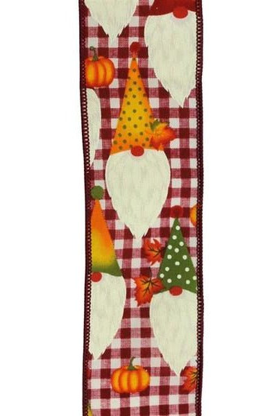 Shop For 2.5" Gnome Pumpkin Check Ribbon: Cream/Burgundy (10 Yards) at Michelle's aDOORable Creations
