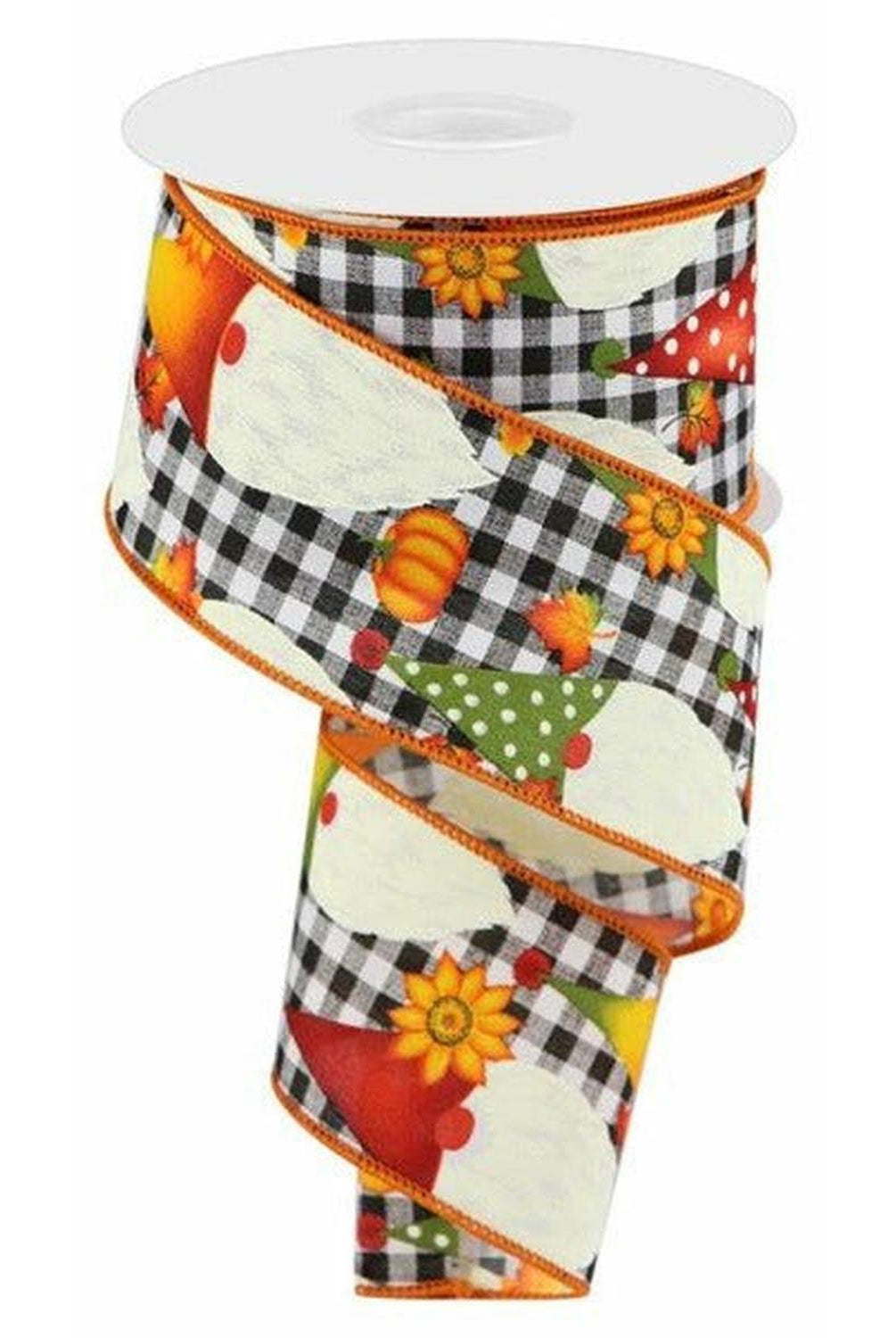 2.5" Gnome Pumpkin Ribbon: White (10 Yards)