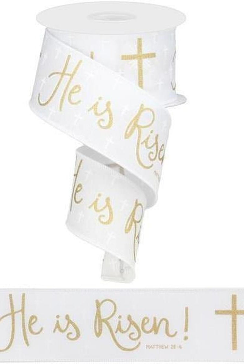 Shop For 2.5" He Is Risen Ribbon: White (10 Yards) at Michelle's aDOORable Creations