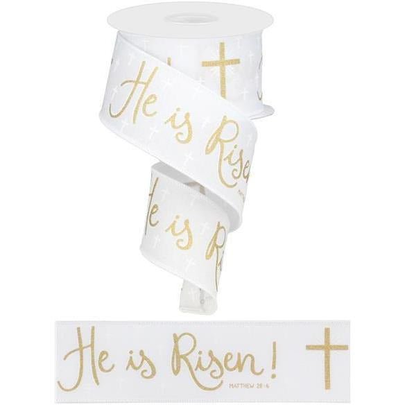 Shop For 2.5" He Is Risen Ribbon: White (10 Yards) at Michelle's aDOORable Creations