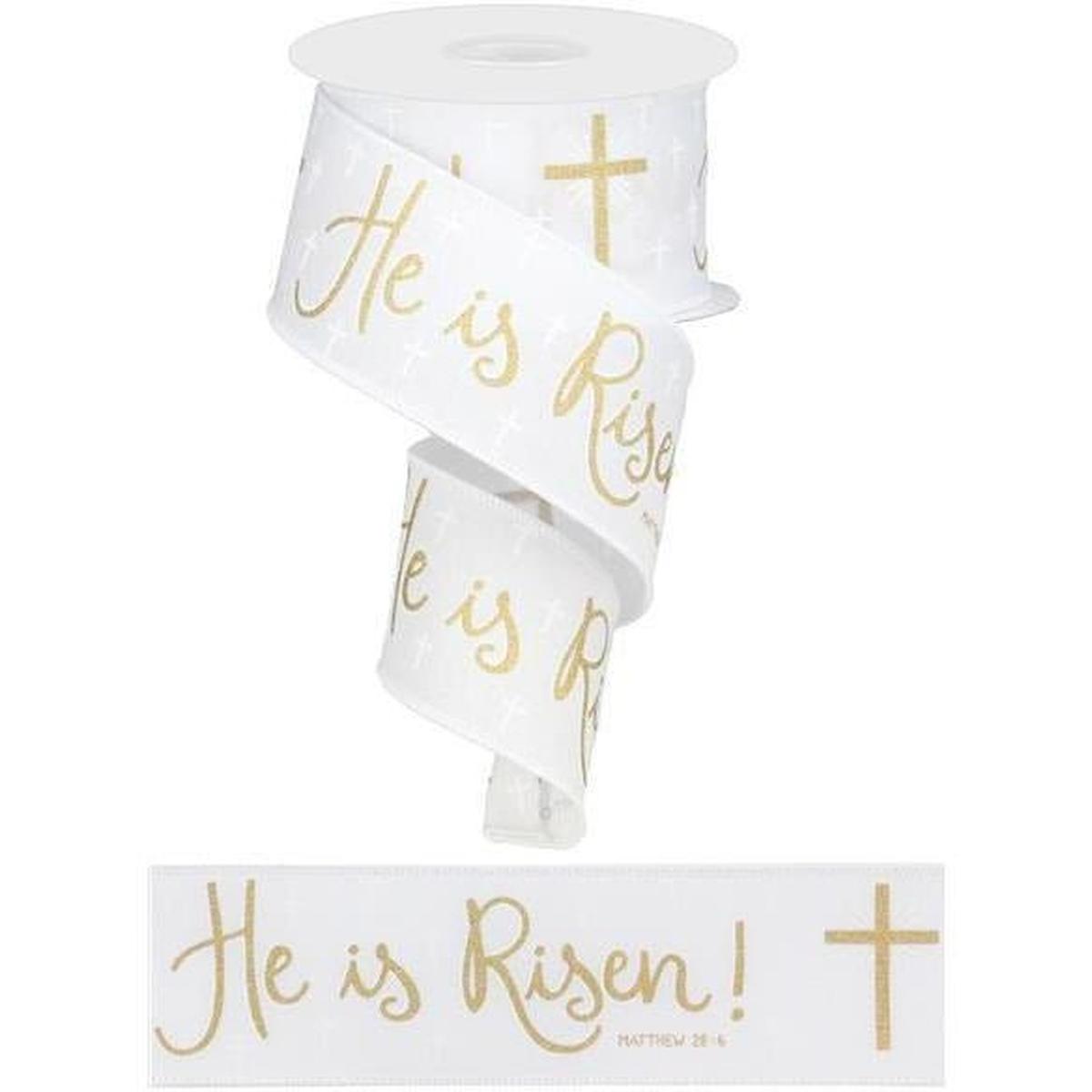 Shop For 2.5" He Is Risen Ribbon: White (10 Yards) at Michelle's aDOORable Creations