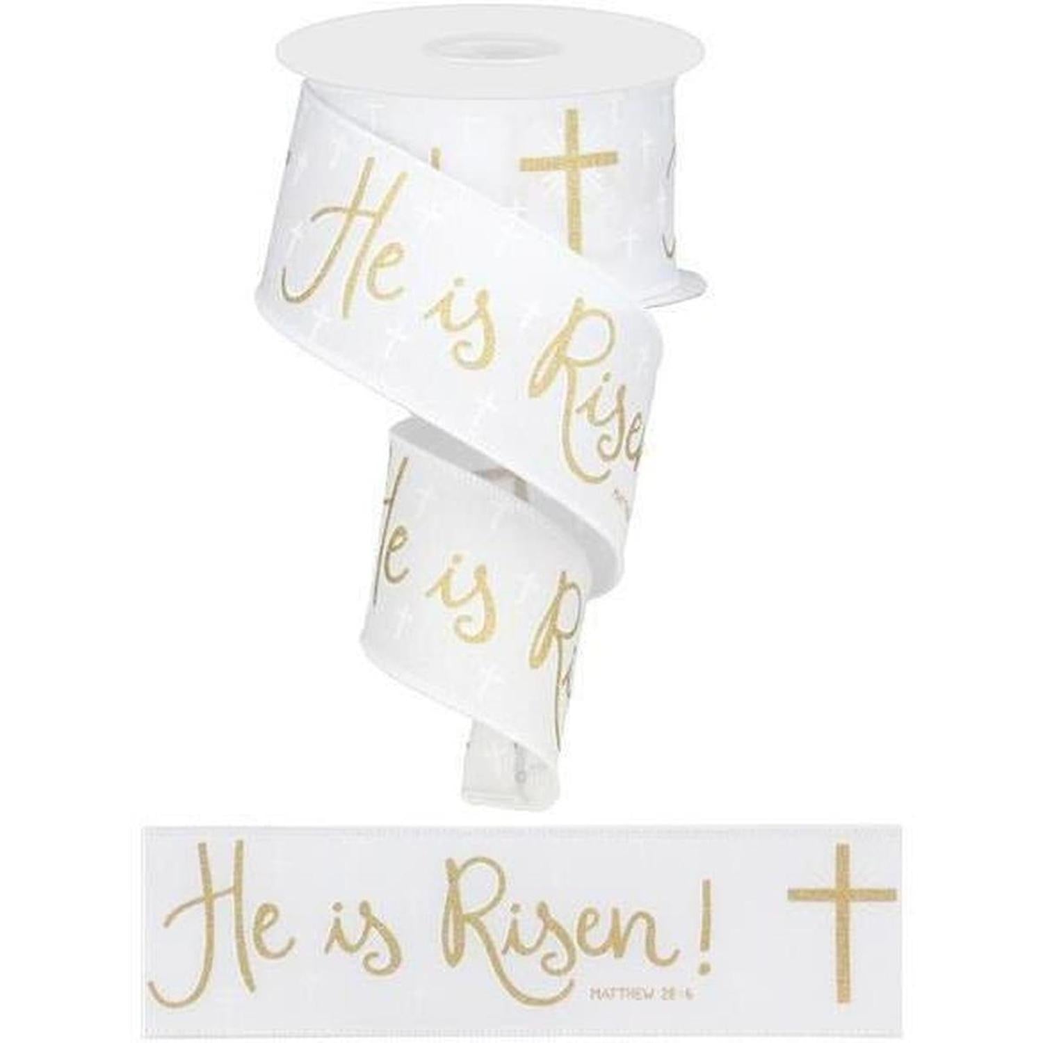 Shop For 2.5" He Is Risen Ribbon: White (10 Yards) at Michelle's aDOORable Creations