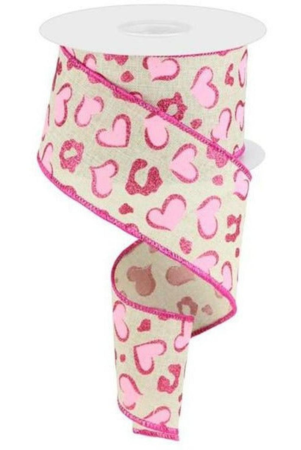 Shop For 2.5" Heart Leopard Spots Ribbon: Light Natural (10 Yards) at Michelle's aDOORable Creations