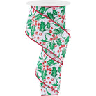Shop For 2.5" Holly Berry Mistletoe Ribbon: White/Green (10 Yards) at Michelle's aDOORable Creations