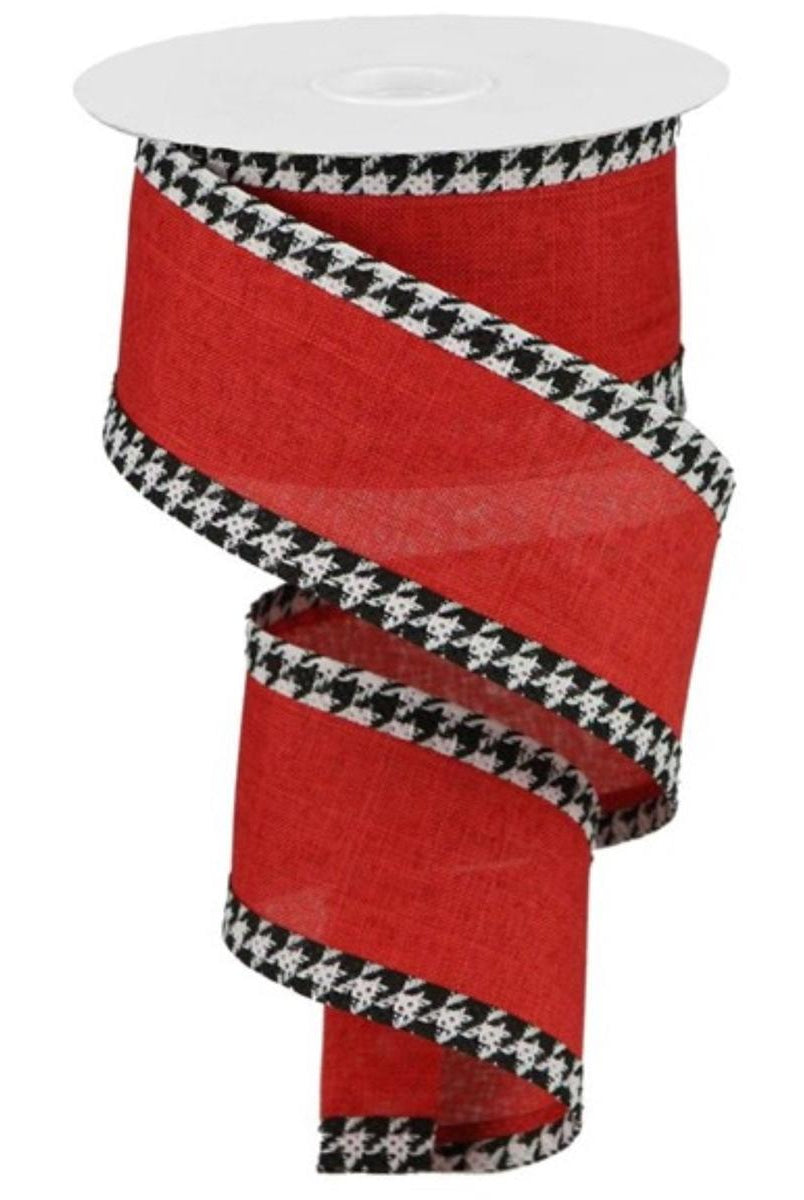 Shop For 2.5" Houndstooth Edge Ribbon: Red, Black, White (10 Yards) at Michelle's aDOORable Creations