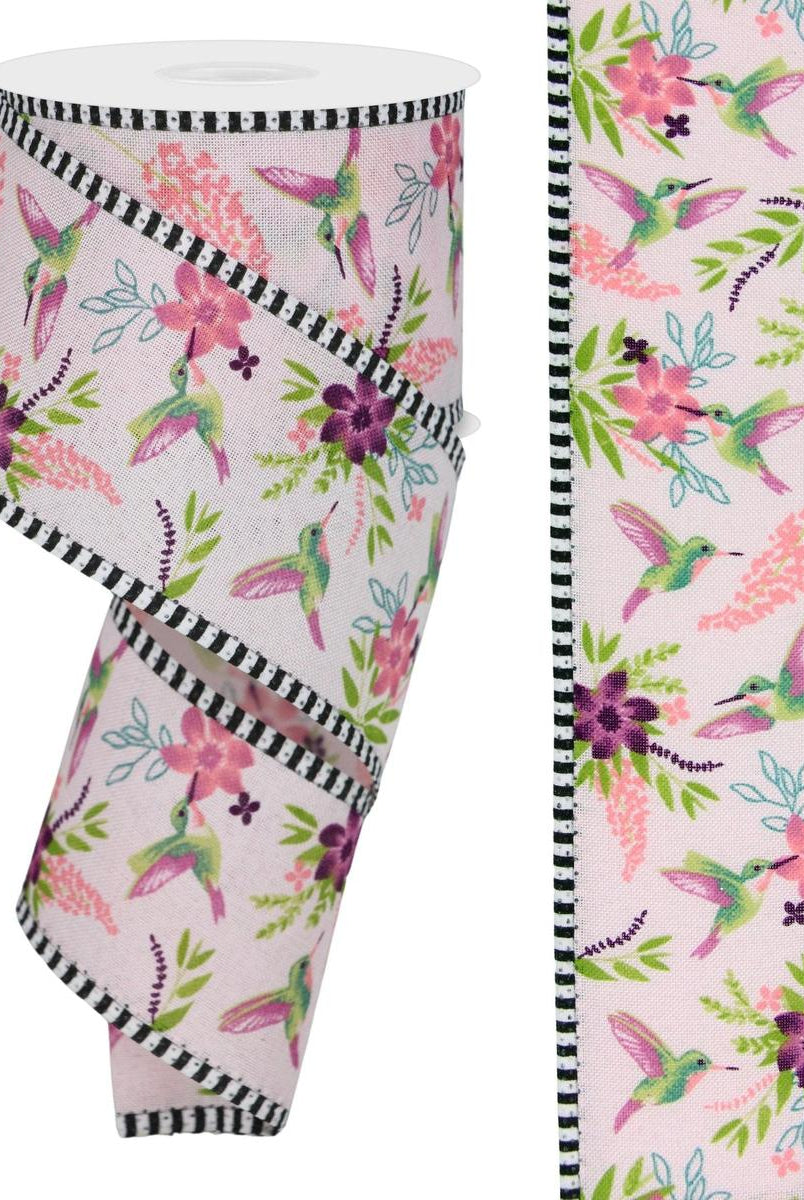 Shop For 2.5" Hummingbirds Stripe Edge Ribbon: Pink (10 Yards) at Michelle's aDOORable Creations