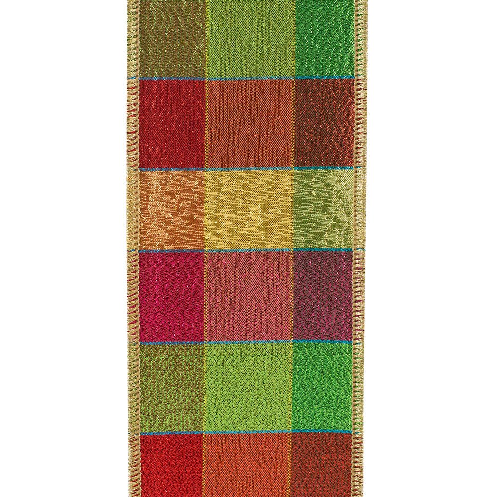 Shop For 2.5" Jewel Tone Metallic Check Ribbon: Multi (10 Yards) at Michelle's aDOORable Creations