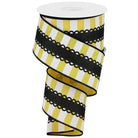 Shop For 2.5" Lace On Horizontal Stripe Ribbon: Black, Yellow, White (10 Yards) at Michelle's aDOORable Creations