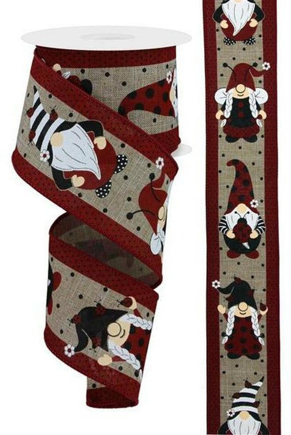 Shop For 2.5" Ladybug Gnome Ribbon: Light Beige (10 Yards) at Michelle's aDOORable Creations