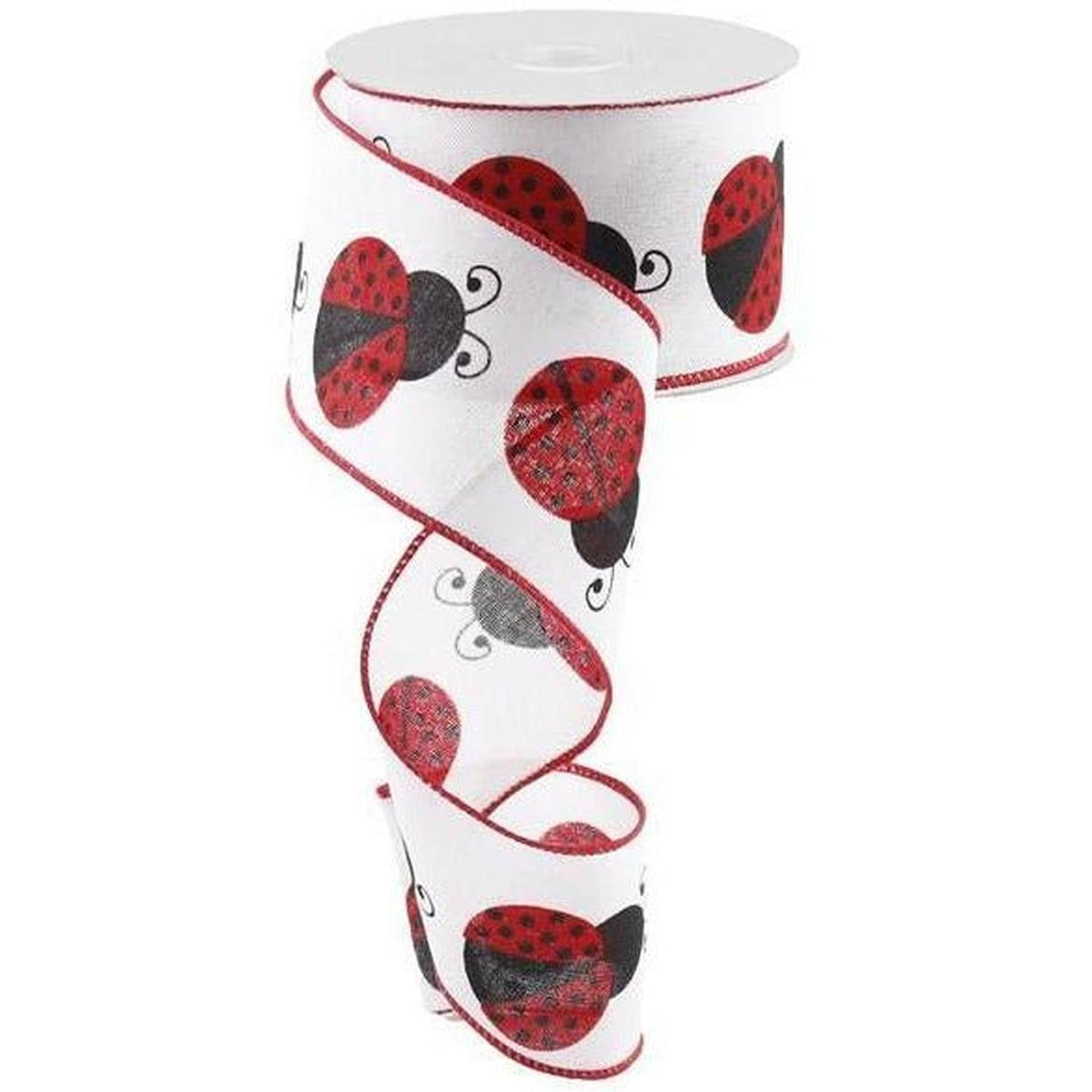 Shop For 2.5" Ladybug Ribbon: White, Red, Black (10 Yards) at Michelle's aDOORable Creations