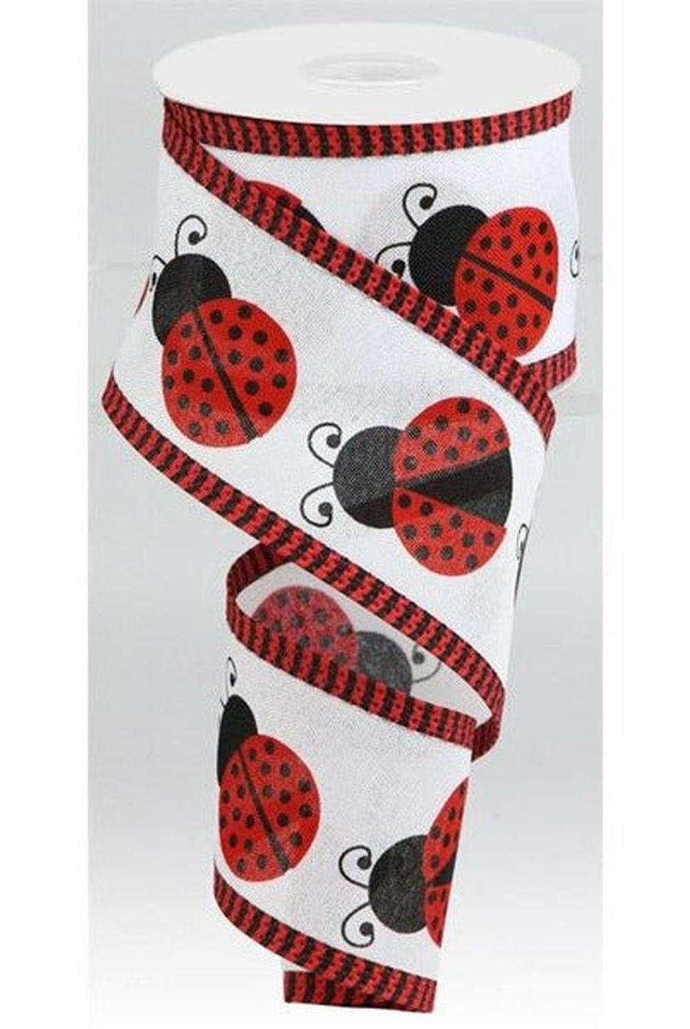 Shop For 2.5" Ladybug Thin Stripe Ribbon: Red (10 Yards) at Michelle's aDOORable Creations
