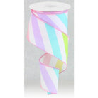 Shop For 2.5" Large Multi Diagonal Stripe Ribbon: White (10 Yards) at Michelle's aDOORable Creations