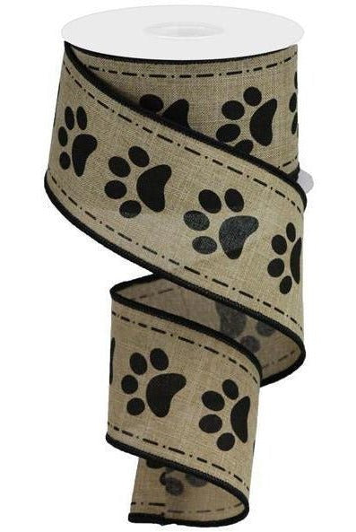 Shop For 2.5" Large Paw Print Royal Ribbon: Light Beige (10 Yards) at Michelle's aDOORable Creations