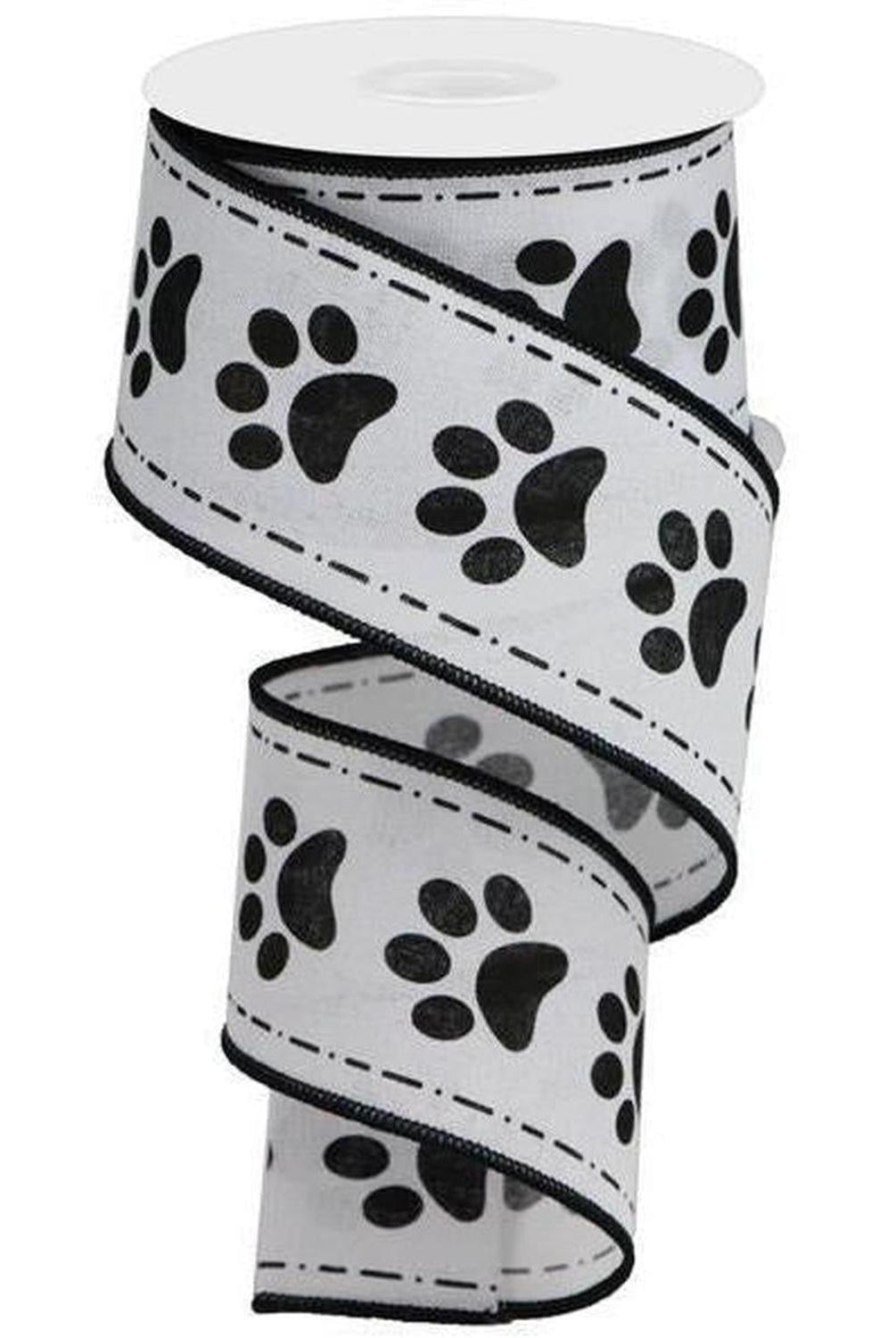Shop For 2.5" Large Paw Print Royal Ribbon: White (10 Yards) at Michelle's aDOORable Creations