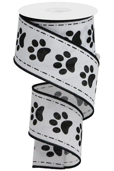 Shop For 2.5" Large Paw Print Royal Ribbon: White (10 Yards) at Michelle's aDOORable Creations