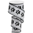Shop For 2.5" Large Paw Print Royal Ribbon: White (10 Yards) at Michelle's aDOORable Creations