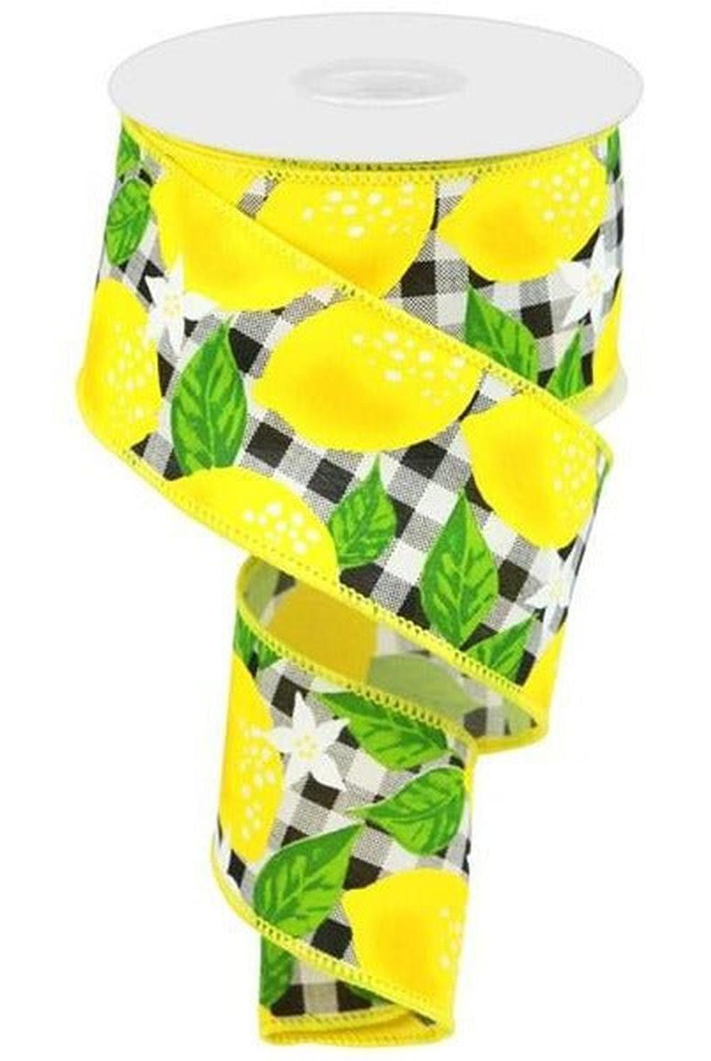 2.5" Lemon Check on Royal Ribbon: Black & White (10 Yards)
