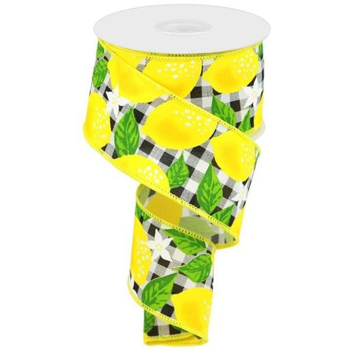 Shop For 2.5" Lemon Check on Royal Ribbon: Black & White (10 Yards) at Michelle's aDOORable Creations