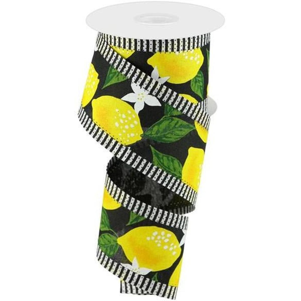 Shop For 2.5" Lemon Thin Stripes Ribbon: Black (10 Yards) at Michelle's aDOORable Creations