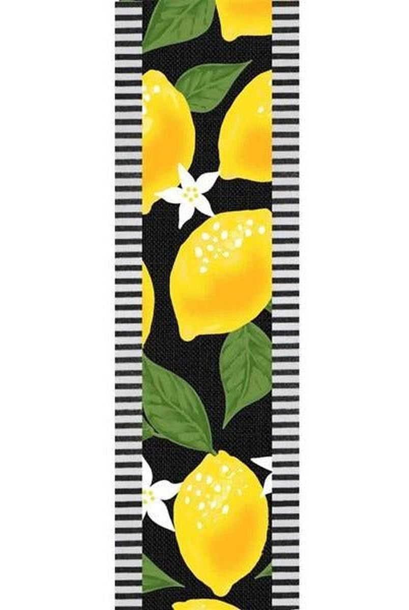 Shop For 2.5" Lemon Thin Stripes Ribbon: Black (10 Yards) at Michelle's aDOORable Creations