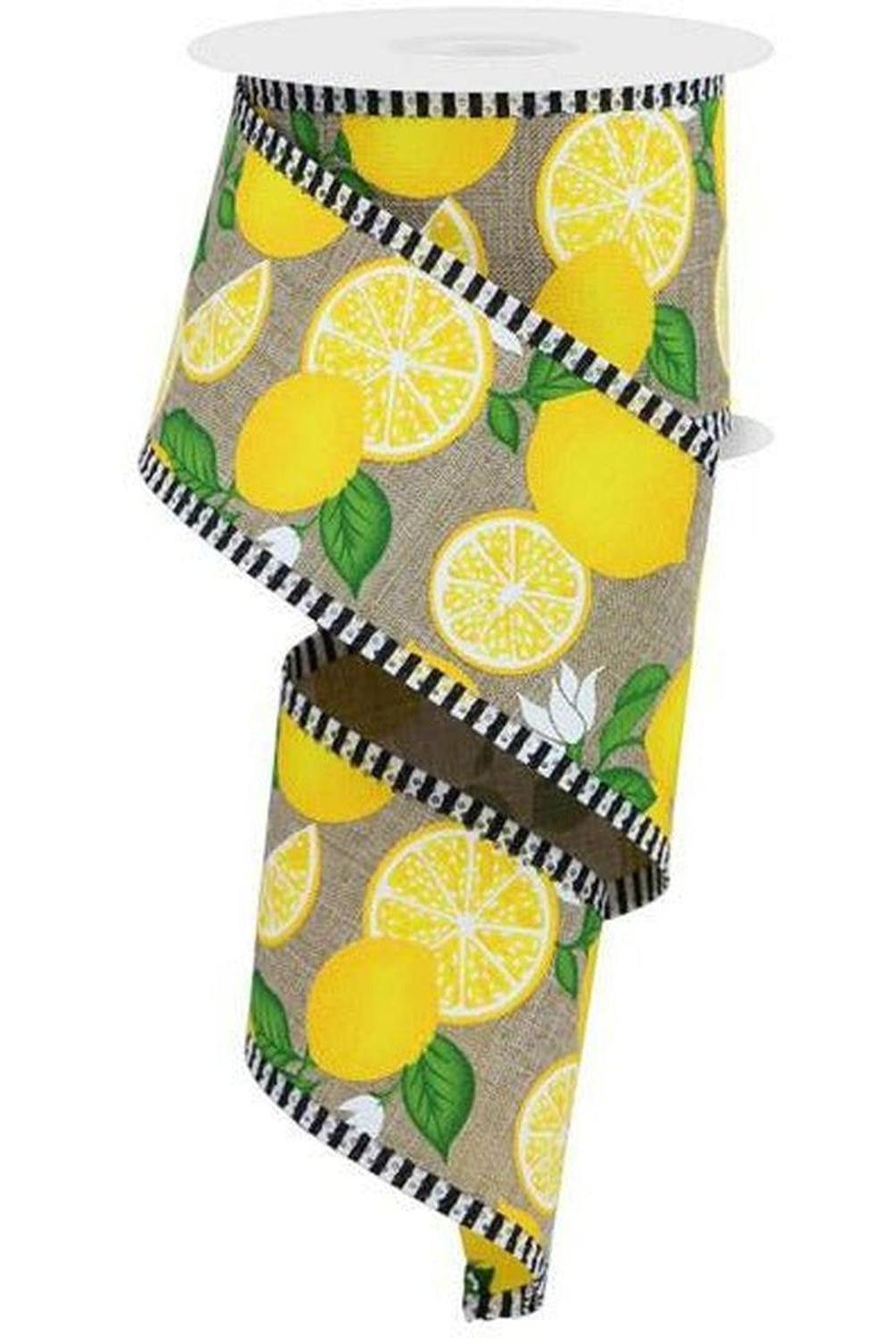 2.5" Lemon Thin Stripes Ribbon: Lt Beige (10 Yards)